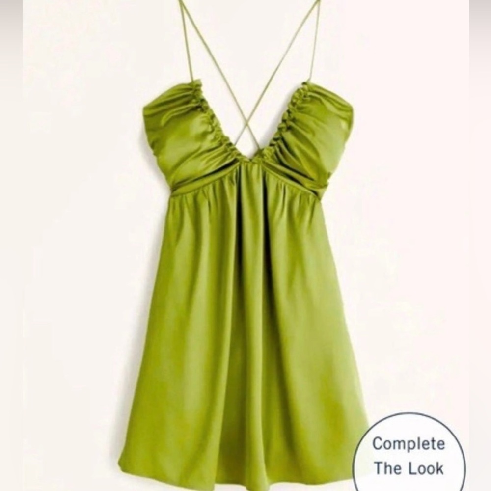 Abercrombie & Fitch green satin mini dress